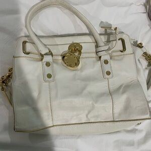 Emma Fox Cream Shoulder Bag with Gold Details